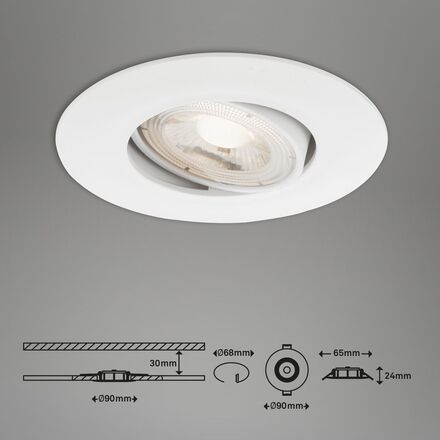 BRILONER 3ks sada LED vestavné svítidlo, pr. 9 cm, 4,9 W, bílé BRI 7048036