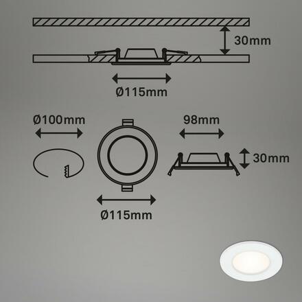 BRILONER LED vestavné svítidlo, pr. 11,5 cm, LED modul, 6W, 600 lm, bílé BRI 7049-016