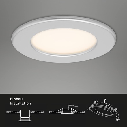 BRILONER LED vestavné svítidlo, pr. 11,5 cm, 6 W, matný chrom IP44 BRI 7053-014