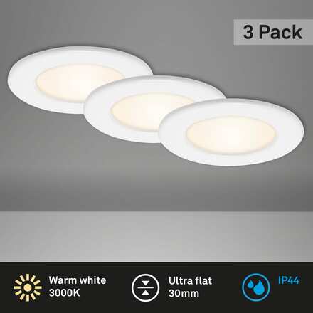 BRILONER 3ks sada LED vestavné svítidlo, pr. 11,5 cm, 6 W, bílé BRI 7053-036