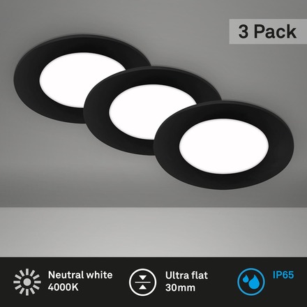 BRILONER LED vestavná svítidla 3ks sada, pr.8,6 cm, 3x LED, 3 W, 350 lm, černá BRI 7057-435