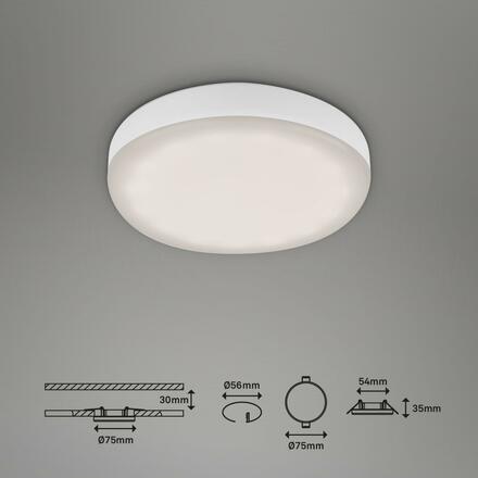 BRILONER LED vestavné svítidlo, pr. 7,5 cm, 3 W, 350 lm, bílé IP44 BRI 7061-416