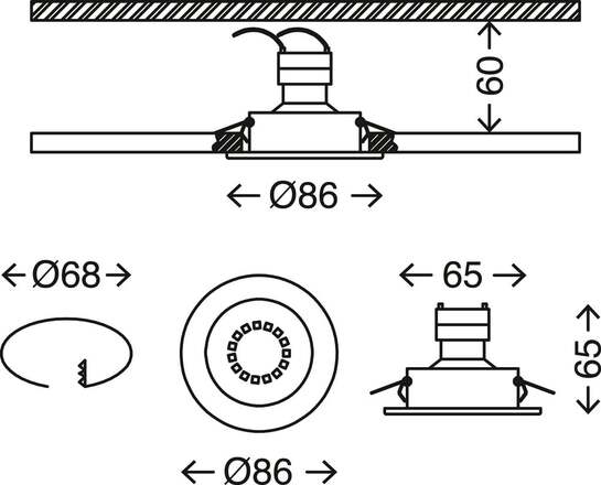 BRILONER 3ks sada vestavné svítidlo, pr. 8,6 cm, bílé BRI 7110036