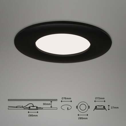 BRILONER 3ks sada LED vestavné svítidlo, pr. 8,5 cm, 5 W, 450 lm, černá IP44 BRI 7113435