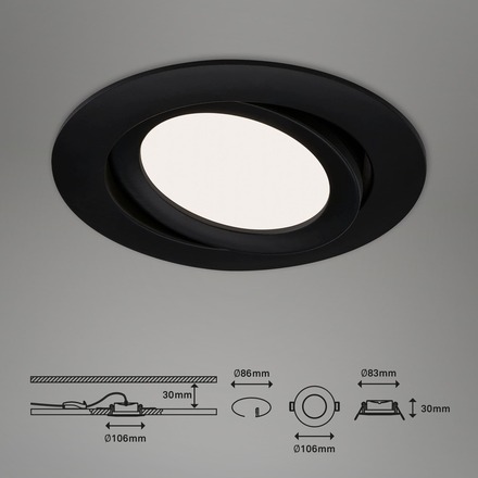 BRILONER 3ks sada LED vestavné svítidlo, pr. 10,6 cm, 7 W, 600 lm, černá BRI 7114-435