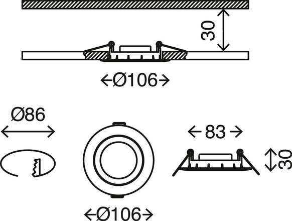 BRILONER 3ks sada LED vestavné svítidlo, pr. 10,6 cm, 7 W, bílé BRI 7114436