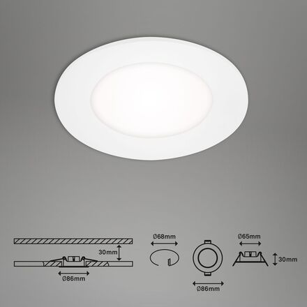 BRILONER LED vestavné svítidlo, pr. 8,6 cm, 3 W, bílé BRI 7125416