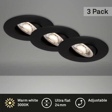 BRILONER 3ks sada ultraploché LED vestavné svítidlo, pr. 9 cm, 5 W, černá BRI 7146-035