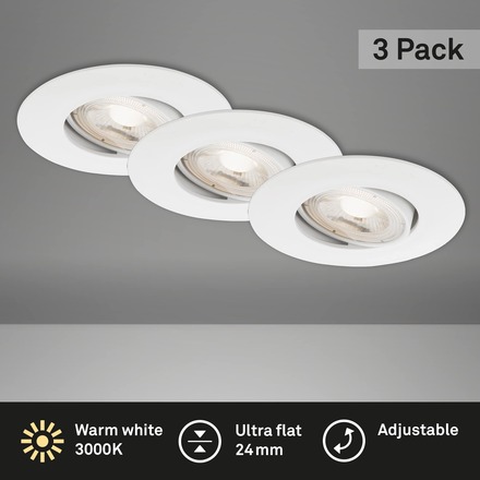 BRILONER 3ks sada ultraploché LED vestavné svítidlo, pr. 9 cm, 5 W, bílé BRI 7146-036