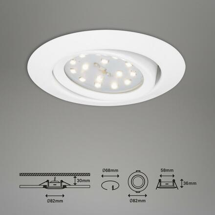 BRILONER 3ks sada LED vestavné svítidlo, pr. 8,2 cm, 3 W, bílé BRI 7171-036