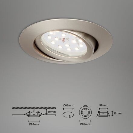 BRILONER 3ks sada LED vestavné svítidlo, pr. 8,2 cm, 3,5 W, matný nikl BRI 7172-032