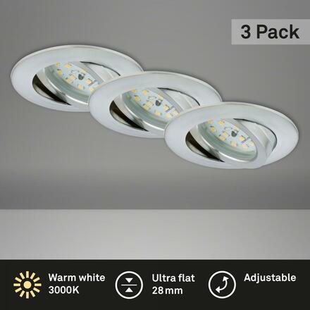 BRILONER 3ks sada LED vestavné svítidlo, pr. 8,2 cm, 5 W, hliník BRI 7209-039