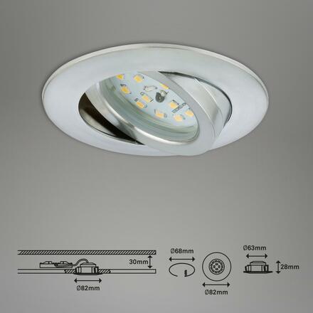 BRILONER 3ks sada LED vestavné svítidlo, pr. 8,2 cm, 5 W, hliník BRI 7209-039