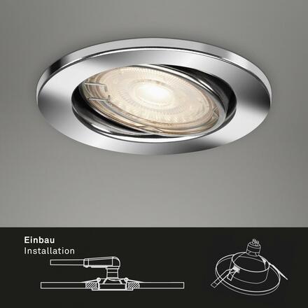 BRILONER 3ks sada LED vestavné svítidlo, pr. 8,6 cm, 5 W, chrom BRI 7220-038