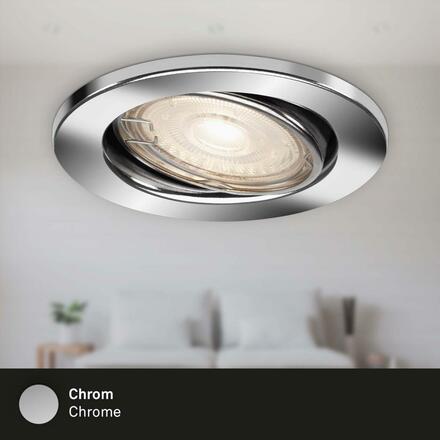 BRILONER 3ks sada LED vestavné svítidlo, pr. 8,6 cm, 5 W, chrom BRI 7220-038