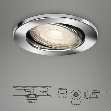 BRILONER 3ks sada LED vestavné svítidlo, pr. 8,6 cm, 5 W, chrom BRI 7220-038