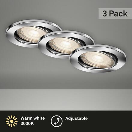 BRILONER 3ks sada LED vestavné svítidlo, pr. 8,6 cm, 5 W, chrom BRI 7220-038