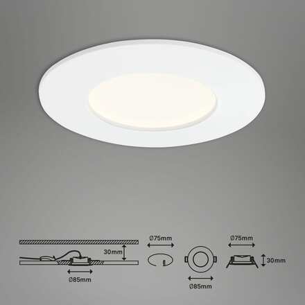 BRILONER LED vestavné svítidlo, pr. 8,5 cm, 6 W, bílé IP44 BRI 7282-016