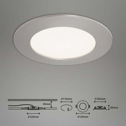 BRILONER 3ks sada LED vestavné svítidlo, pr. 12 cm, 8 W, matný nikl IP44 BRI 7284-032
