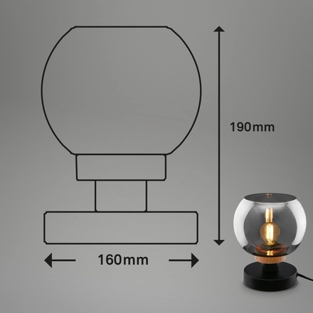 BRILONER Stolní lampa, 19 cm, 1x E14, max. 10W, kouřová černá BRI 7487015