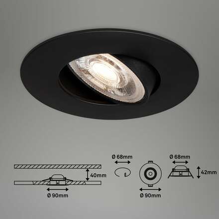 BRILONER LED vestavné svítidlo 4,4 cm 3x 4,9W 480lm černá BRI 7602035