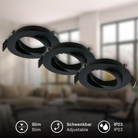 BRILONER Biwa vestavný bodové svítidlo 68mm 3ks sada - 230V, GU10 patice, max. 7W, černé 7628035