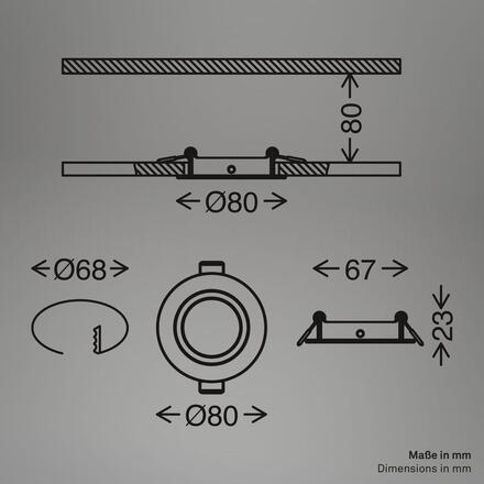 BRILONER Biwa vestavný bodové svítidlo 68mm 3ks sada - 230V, GU10 patice, max. 7W, černé 7628035