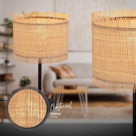 BRILONER Borra stolní lampa, stínidlo ze slámy, přírodní 7854014