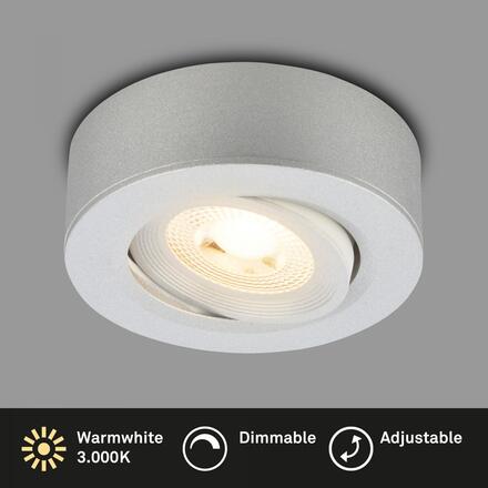 BRILONER LED vestavné / přisazené bodové svítidlo – pr.9mm, stmívatelné, 5W, 230V, teplá bílá, nastavitelné, matný chrom 7990014