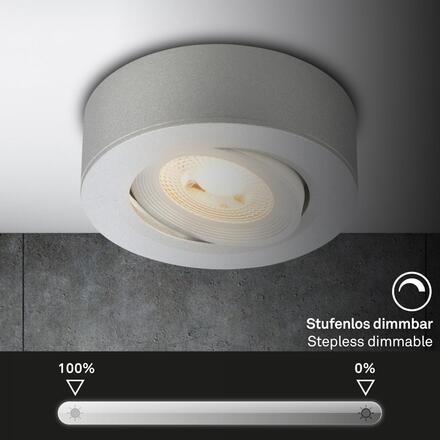 BRILONER LED vestavné / přisazené bodové svítidlo – pr.9mm, stmívatelné, 5W, 230V, teplá bílá, nastavitelné, matný chrom 7990014