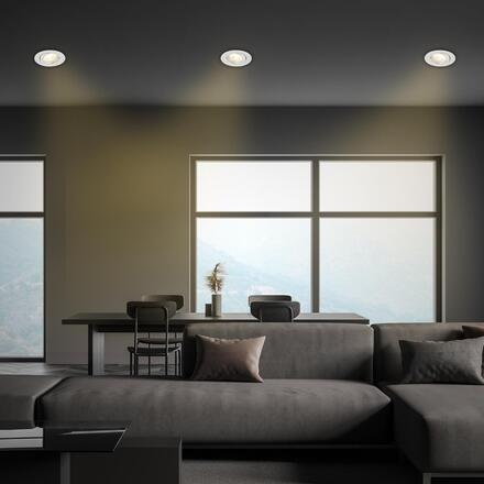 BRILONER LED vestavné / přisazené bodové svítidlo – pr.9mm, stmívatelné, 5W, 230V, teplá bílá, nastavitelné, matný chrom 7990014