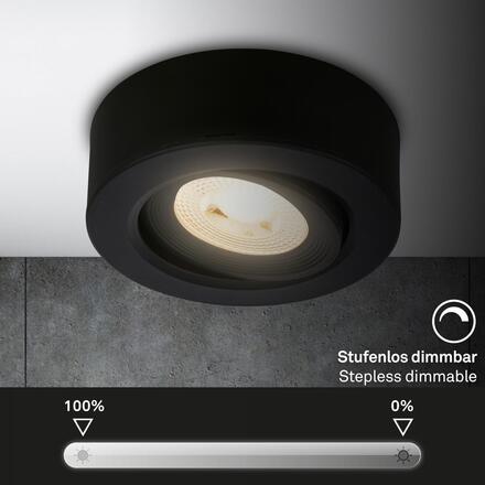 BRILONER LED vestavné / přisazené bodové svítidlo – pr.9mm, stmívatelné, 5W, 230V, teplá bílá, nastavitelné, černá 7990015