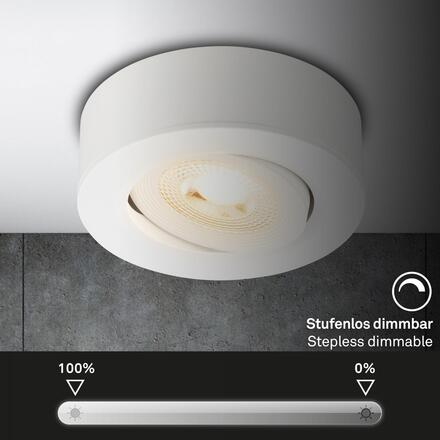 BRILONER LED vestavné / přisazené bodové svítidlo – pr.9mm, stmívatelné, 5W, 230V, teplá bílá, nastavitelné, bílá 7990016
