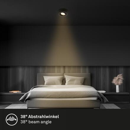 BRILONER LED vestavné / přisazené bodové svítidlo – pr.9mm, 5W, 230V, teplá bílá, nastavitelné, černé 7991015