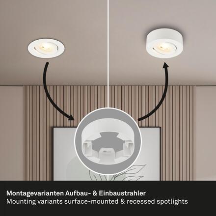 BRILONER LED vestavné / přisazené bodové svítidlo – pr.9mm, 5W, 230V, teplá bílá, nastavitelné, bílé 7991016