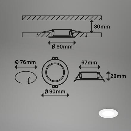 BRILONER 3ks sada LED vestavné bodové svítidlo – pr.9mm, ploché, 3W, 230V, neutrální bílá, bílé 7992036