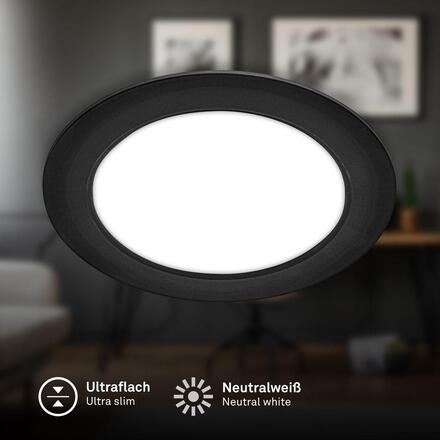 BRILONER Jeft vestavný spot 17mm - 230V, 12W, 1200lm, LED, neutrální bílá, černý 7994015
