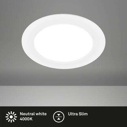 BRILONER LED vestavné bodové svítidlo – pr. 17mm, ploché, 12W, 230V, neutrální bílá, bílé 7994016