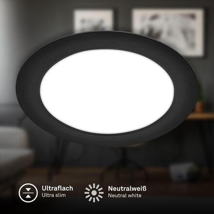 BRILONER Jeft vestavný spot 22mm - 230V, 18W, 1980lm, LED, neutrální bílá, černá 7995015