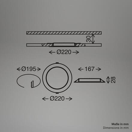 BRILONER Jeft vestavný spot 22mm - 230V, 18W, 1980lm, LED, neutrální bílá, černá 7995015