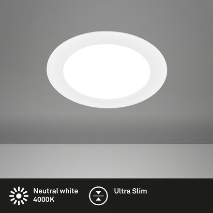 BRILONER LED vestavné bodové svítidlo – pr.22mm, ploché, 18W, 230V, 18W, neutrální bílá, bílé 7995016