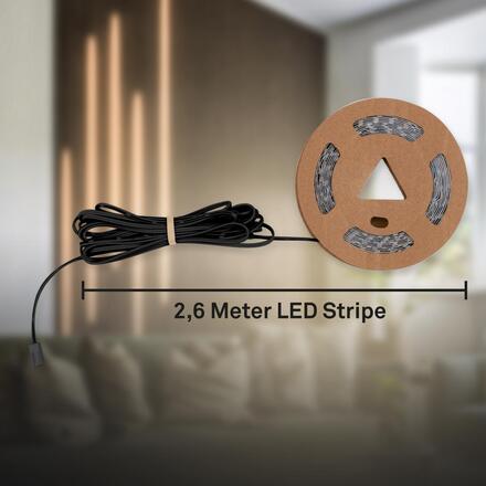 BRILONER Prodlužovací sada LED Strip On/Off pro nástěnný panel – 260 cm, teplá bílá, zkracovatelná, samolepící, bílé 8019147