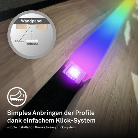 BRILONER Startovací sada RGB LED pásek pro nástěnné panely – 260cm, dálkový ovladač, vč. rozbočovače 8022252