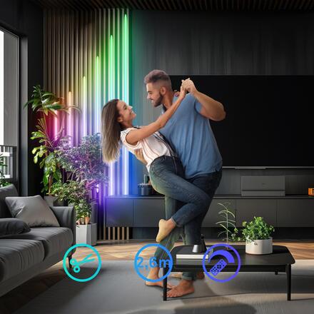 BRILONER Startovací sada RGB LED pásek pro nástěnné panely – 260cm, dálkový ovladač, vč. rozbočovače 8022252