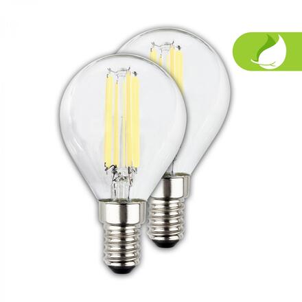 BRILONER EEK A 2ks sada E14 LED žárovka, třída A, Filament, 50.000h, 840lm, 4W, teple bílé světlo, kapka 0555004