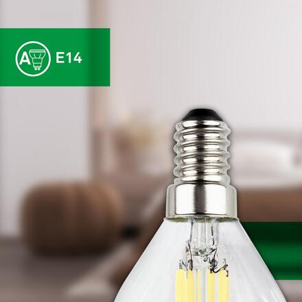 BRILONER EEK A 2ks sada E14 LED žárovka, třída A, Filament, 50.000h, 840lm, 4W, teple bílé světlo, kapka 0555004
