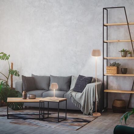 BRILONER nabíjecí stojanová lampa Riffle - 124 cm, 4,2W, 400lm, bezdrátová, LED, stmívatelná, dotykový vypínač, béžová 1238011