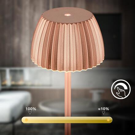 BRILONER nabíjecí stojanová lampa Riffle - 124 cm, 4,2W, 400lm, bezdrátová, LED, stmívatelná, dotykový vypínač, měď 1238013