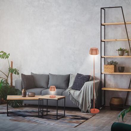 BRILONER nabíjecí stojanová lampa Riffle - 124 cm, 4,2W, 400lm, bezdrátová, LED, stmívatelná, dotykový vypínač, měď 1238013