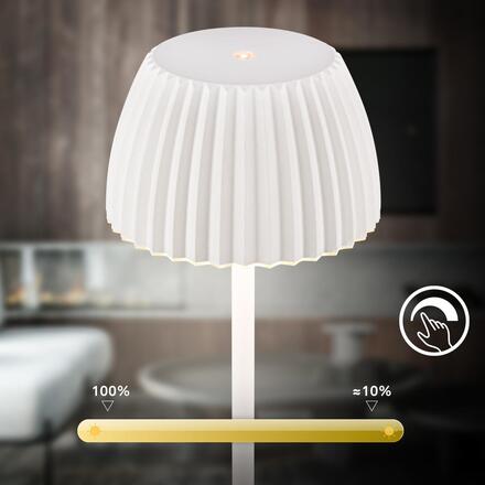 BRILONER nabíjecí stojanová lampa Riffle - 124 cm, 4,2W, 400lm, LED, bezdrátová, stmívatelná, dotykový vypínač, bílá 1238016